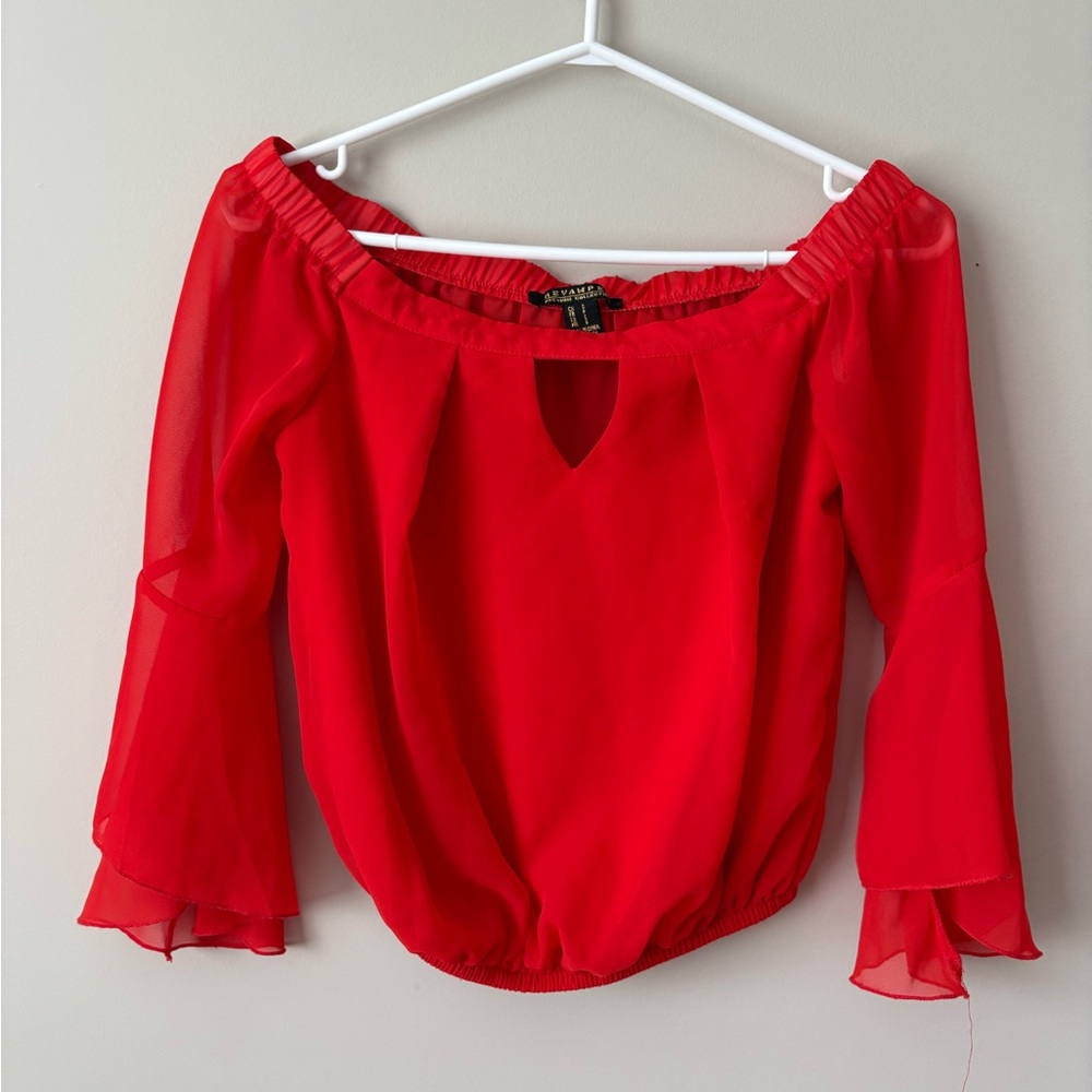 Revamped Red Ruffled Blouse - Picture 2 of 4
